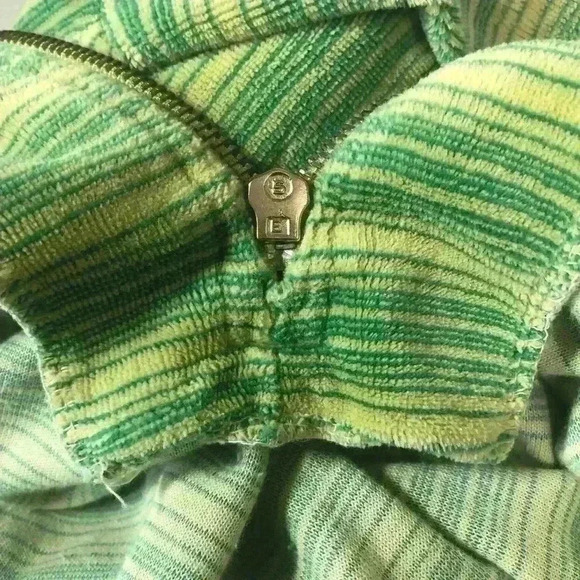 Twenty Six Red Vintage 90’s Mens Green Yellow Striped 1/4 Zip Polo Size Large - Picture 10 of 12